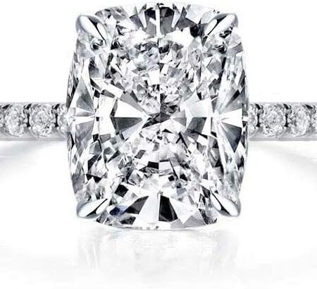 Bo.Dream Cushion Cut 3ct Cubic Zirconia CZ Platinum Plated Sterling Silver Engagement Rings