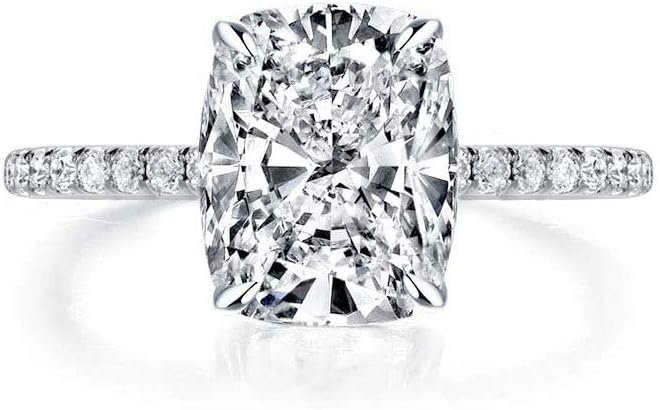 Bo.Dream Cushion Cut 3ct Cubic Zirconia CZ Platinum Plated Sterling Silver Engagement Rings