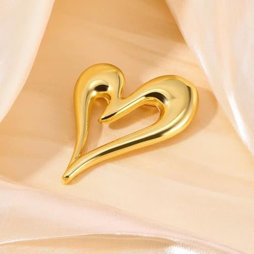 Brooch Pins Heart Gold Lapel Hijab Cute Brooches for Women Fashion Jewelry Clothing Decoration Accessories