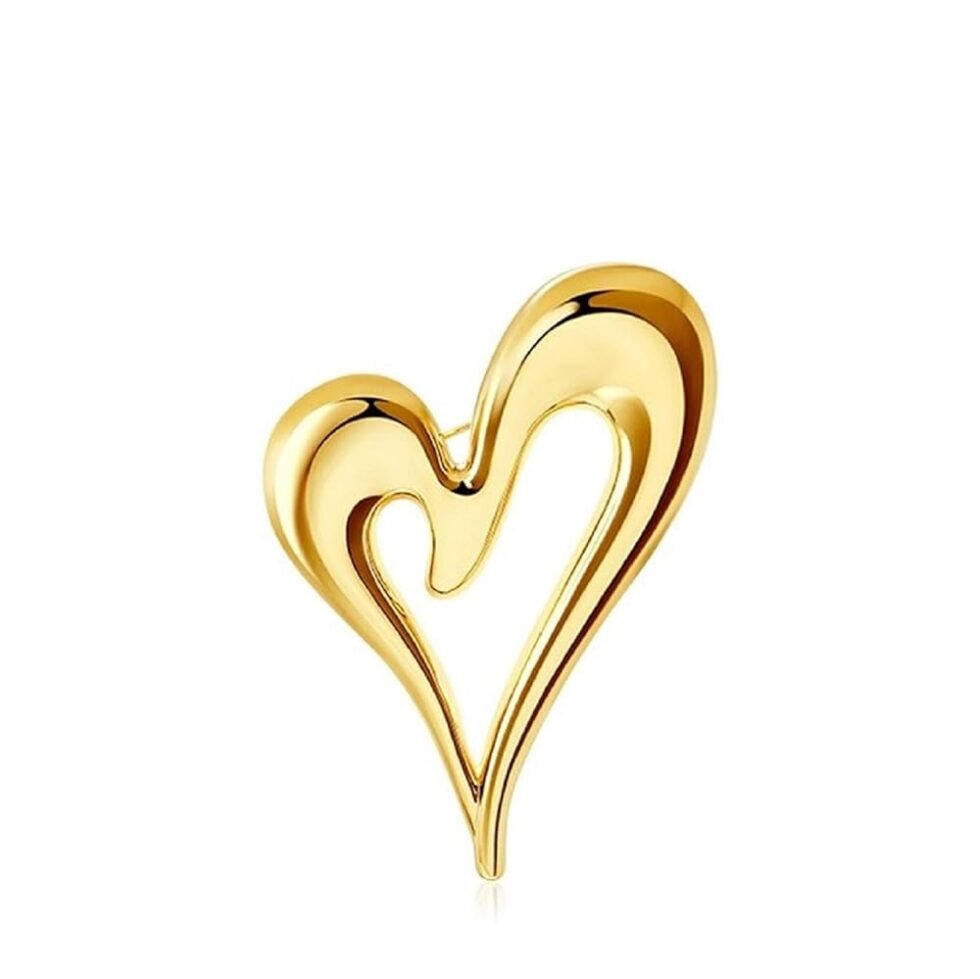 Brooch Pins Heart Gold Lapel Hijab Cute Brooches for Women Fashion Jewelry Clothing Decoration Accessories