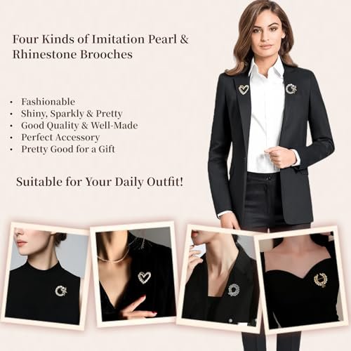 Brooches for Women, Brooches and Pins for Women, Elegant Accessories Jewelry Women's Brooches & Pins Collection, Simulated Rhinestone Pearl Brooch Pins for Women Fashion Shawl...