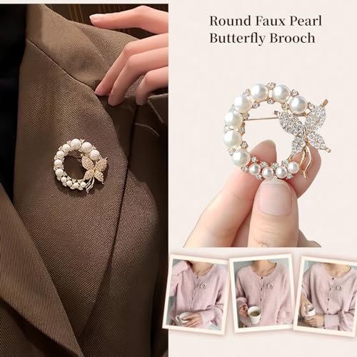 Brooches for Women, Brooches and Pins for Women, Elegant Accessories Jewelry Women's Brooches & Pins Collection, Simulated Rhinestone Pearl Brooch Pins for Women Fashion Shawl...