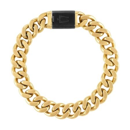 Bulova Men's Jewelry Classic Gold Tone Curb Chain Bracelet, Stainless Steel 13MM Bracelet, 8.5" Style:BVB1084-GOSTNA