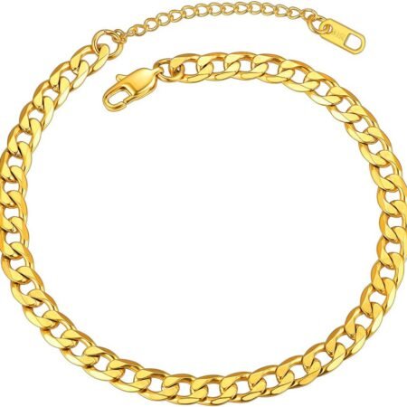 ChainsPro Resizable Anklet Chain for Women Men, Figaro/Wheat/Twist Rope/Cuban Foot Bracelet-Strong with Good Clasp-18K Gold Plated(Send Gift Box)