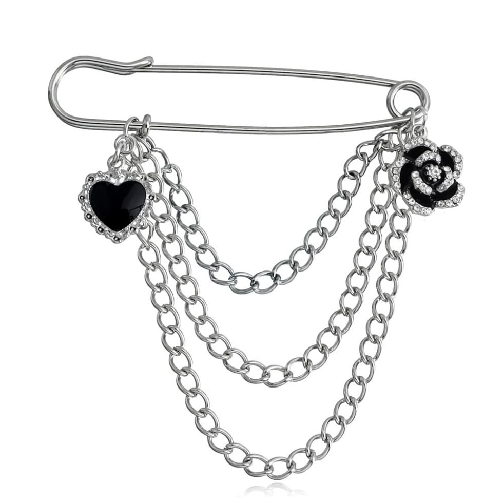 coadipress Hanging Long Chain Brooch Pin for Men Women Fashion Retro Silver Butterfly Bar Pins Safety Pin Punk Cool Chains Sweater Shawl Collar Coat Brooches Pin for Girls