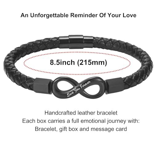 Coolvy To My Man Straighten Your Crown Bracelet for Husband Boyfriend Mens Braided Leather Bracelets Valentine Birthday Christmas Gifts for Him