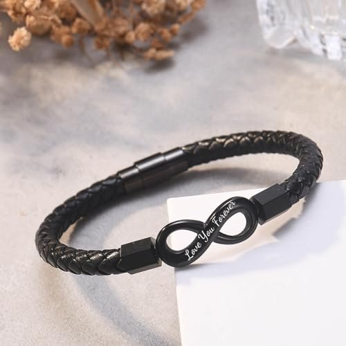 Coolvy To My Man Straighten Your Crown Bracelet for Husband Boyfriend Mens Braided Leather Bracelets Valentine Birthday Christmas Gifts for Him