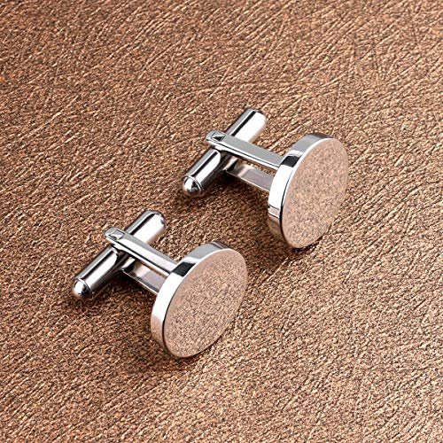 Cufflinks for Men, Driew Cufflinks Blank Cufflink Cuff Links men Flat Pad Blank Setting Tray 1 Pair,Round