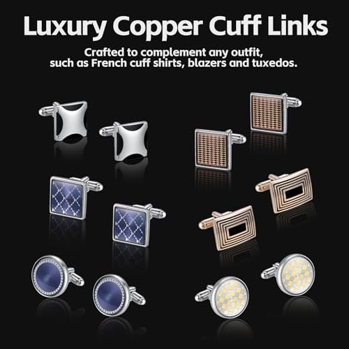 Cufflinks Set 12 Pairs Cuff Links Men-Fashion Men Cufflinks Cufflinks for Men-Classic Silver-tone Gold-tone Cufflinks for Business Wedding Party Gift Box