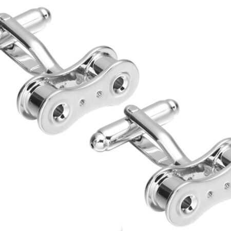 CUFFLINKS.DIRECT Men's Silver Rhodium Bicycle Chain Style Cufflinks