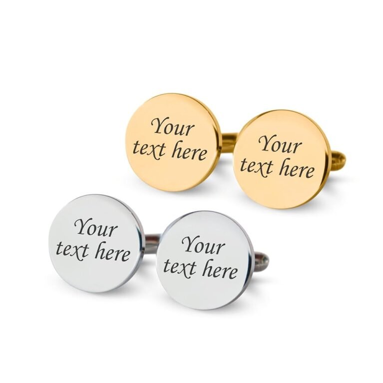 Custom engraved cufflinks for men, personalized wedding gift for groom, father of the bride & groom dad, best men, customized gold & silver cufflinks with dates, quotes or...