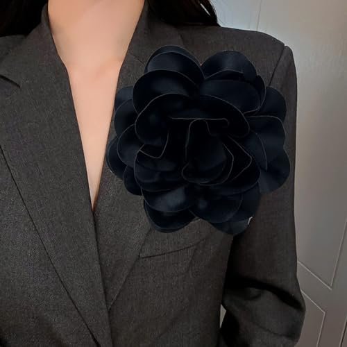 Dainty Satin Fabric Rose Flower Brooches 7.5in Extra Large Big Camellia Flower Brooches Lapel Pins for Women Wedding Party Dance Dress Clothes Accessories Valentine's Day Jewelry
