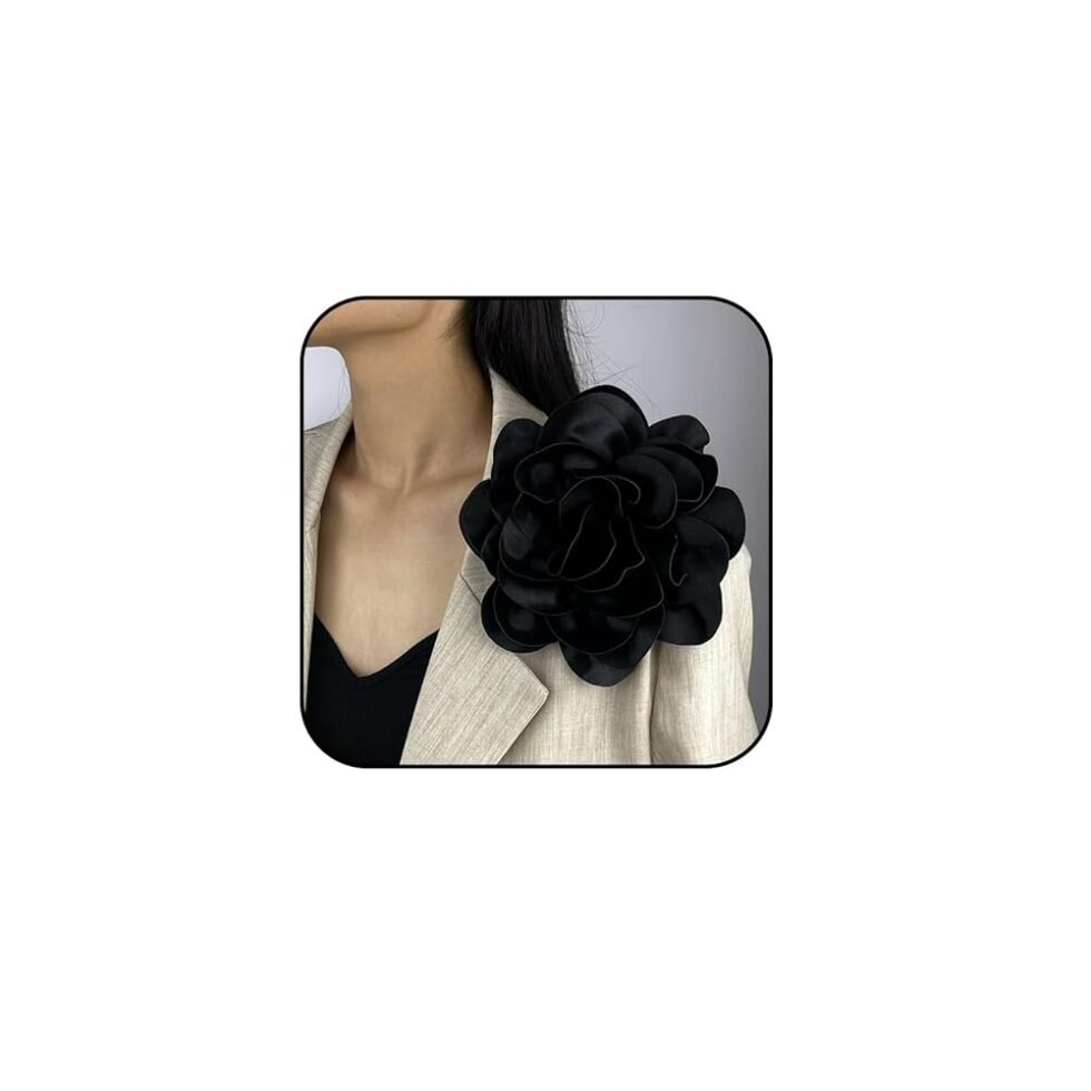 Dainty Satin Fabric Rose Flower Brooches 7.5in Extra Large Big Camellia Flower Brooches Lapel Pins for Women Wedding Party Dance Dress Clothes Accessories Valentine's Day Jewelry