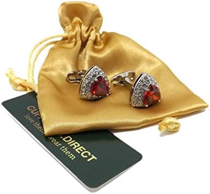 Dreieck Manschettenknöpfe mit rubinrotem Swarovski Kristall Herren Geschenk von CUFFLINKS DIRECT