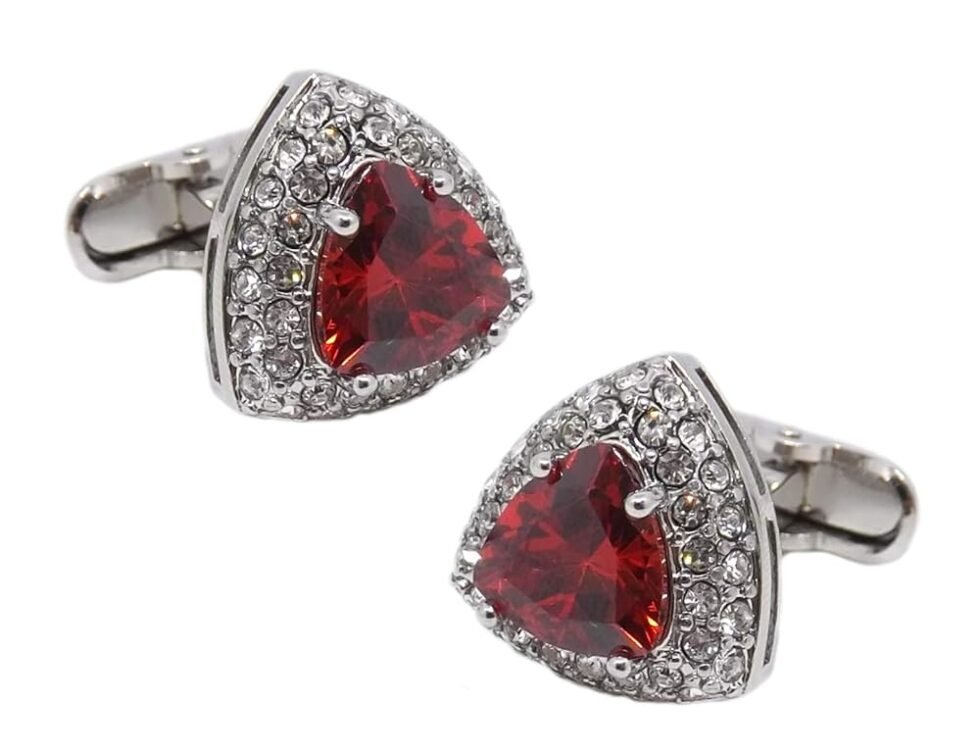 Dreieck Manschettenknöpfe mit rubinrotem Swarovski Kristall Herren Geschenk von CUFFLINKS DIRECT