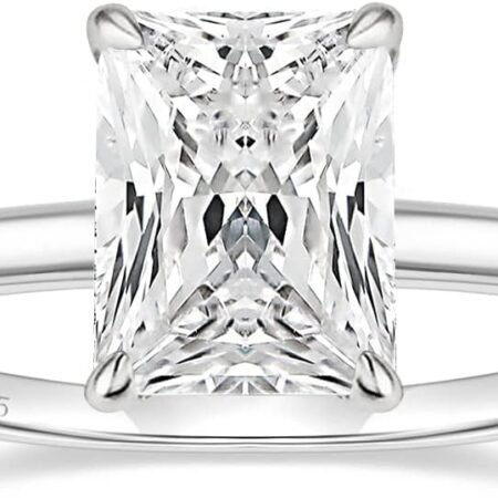 EAMTI 3CT 925 Sterling Silver Engagement Rings Radiant Cut Solitaire Cubic Zirconia CZ Wedding Promise Rings for Her Wedding Bands for Women Size 3-11