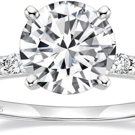 EAMTI 925 Sterling Silver 1.25 CT Round Solitaire Cubic Zirconia Engagement Ring Halo Promise Ring Size 3-13