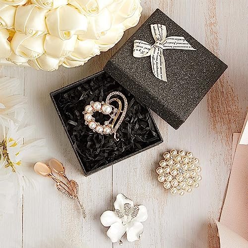 Ecally 4Pcs Women's Brooch Pin Lapel Heart Brooch Simulated Crystal Pearl Rhinestone Flower Brooches for Women Bridal Wedding
