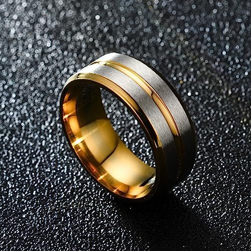 EIELO 9Pcs Stainless Steel Band Rings for Men Women Cool Fidget Spinning Chain Ring Anxiety Relief Fashion Simple Wedding Engagement Black Ring Set