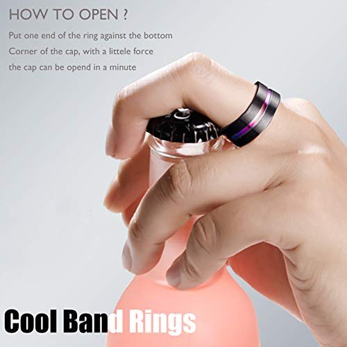 EIELO 9Pcs Stainless Steel Band Rings for Men Women Cool Fidget Spinning Chain Ring Anxiety Relief Fashion Simple Wedding Engagement Black Ring Set