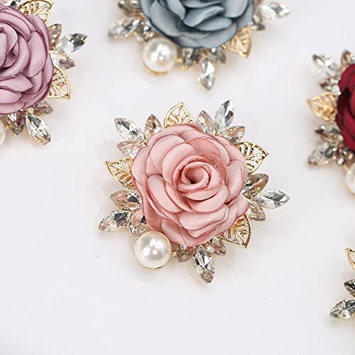 Elegant Rose Flower Brooch Pin for Women Men Wedding Party Gentleman's Essentials Handmade Crystal Pearl Fabric Flower Lapel Pin Dress Suit Accessories Boutonniere Ideas Gift...