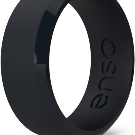 Enso Rings Bevel Classic Silicone Wedding Ring – Hypoallergenic Unisex Wedding Band – Comfortable Band for Active Lifestyle – 8mm Wide, 2.16mm Thick