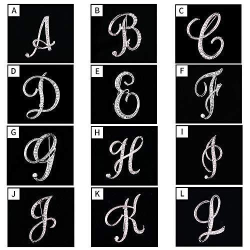 ETHOON Letter Brooch Pins Initial Rhinestone Brooch for Women Crafts Silvery A-Z