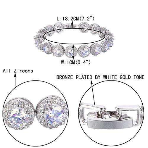 EVER FAITH Round Cut Cubic Zirconia Tennis Luxury Necklace Bracelet Earrings Set for Women