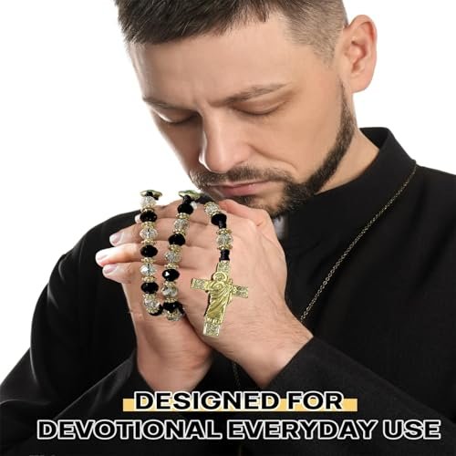 Exquisite Rosary Saint Jude Cross Pendant Mexican Necklace - Braided Cord Green Crystal beads Chain, Charm Accessories for Men and Women, Catholic St Jude Elegant Religious...