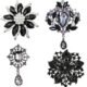 Ezing 4Pcs Brooch Lot with Large Big Size Rhinestone Crystal Fashion Jewelry