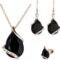 Ezing Women Crystal Pendant Gold Plated Chain Necklace Earring Jewelry Set