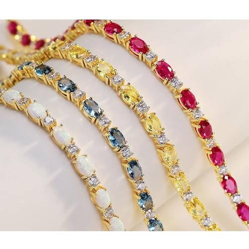 FANCIME 14K Gold Plated Birthstone Bracelets 4mm Sterling Silver Tennis Bracelets Gold Bracelets Birthday Jewelry Gifts for Women 7"