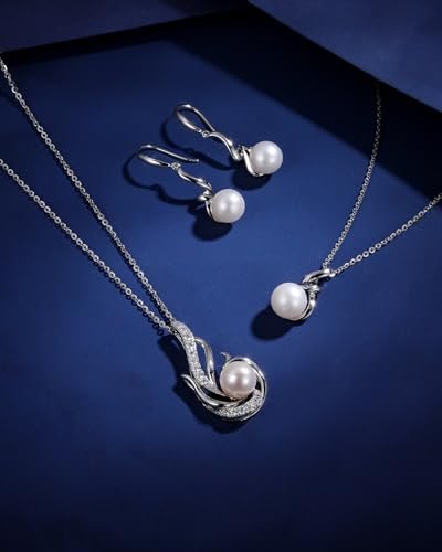 FANCIME June Birthstone Necklace Phoenix Pearl Necklace 9-10mm Genuine Freshwater Pearl in Sterling Silver Fine Jewelry for Women