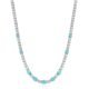 FANCIME Sterling Silver Created Turquoise Tennis Necklace December Birthstone Necklace with 4mm Cubic Zirconia 6 * 8mm Oval Turquoise Luxury Fine Jewelry for Women