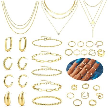 FASACCO Gold Jewelry Sets for Women Trendy Gold Accessories Gold Necklace and Bracelet set Gold Jewelry Pack