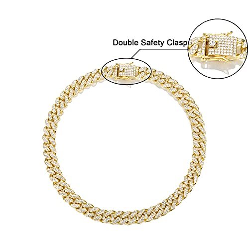 FEEL STYLE Mens Cuban Link Chain Gold Silver Plated Bling Miami Cuban Necklace Diamond Chain for Men 13MM Iced Out Hip Hop Jewelry 18-24inch