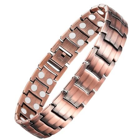 Feraco Men's Copper Magnetic Bracelet Elegant 99.99% Solid Copper Bracelets with Double-Row Strong Magnets,Magnetic Jewelry (Copper)