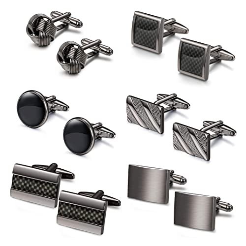 FIBO STEEL 4-8 Pairs Wedding Business Classic Cufflinks for Men Unique Cufflink Set Mens