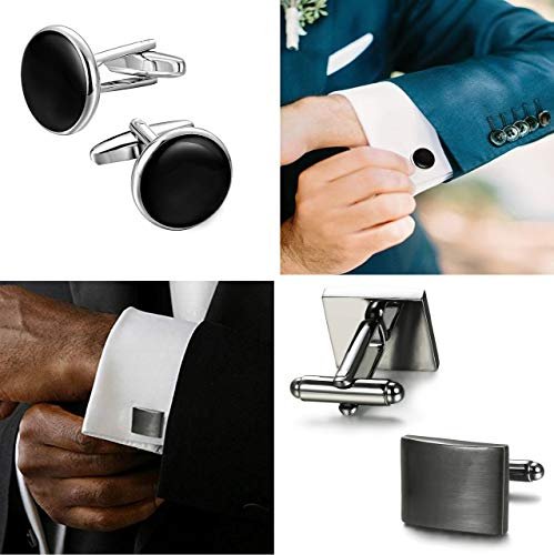 FIBO STEEL 4-8 Pairs Wedding Business Classic Cufflinks for Men Unique Cufflink Set Mens