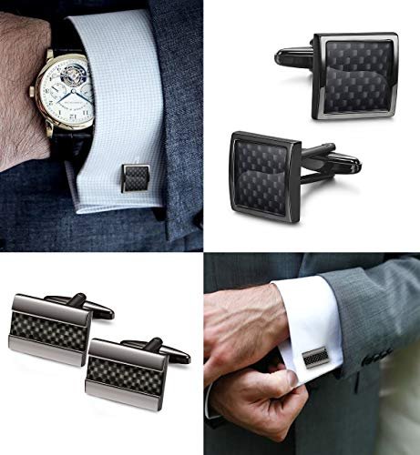 FIBO STEEL 4-8 Pairs Wedding Business Classic Cufflinks for Men Unique Cufflink Set Mens