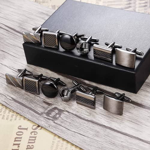 FIBO STEEL 4-8 Pairs Wedding Business Classic Cufflinks for Men Unique Cufflink Set Mens