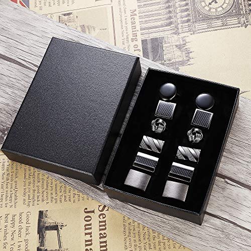 FIBO STEEL 4-8 Pairs Wedding Business Classic Cufflinks for Men Unique Cufflink Set Mens