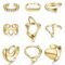 FIBO STEEL 9 Pcs Gold Chunky Rings for Women 18K Gold Plated Ring Set Dome Thick Open Rings Adjustable