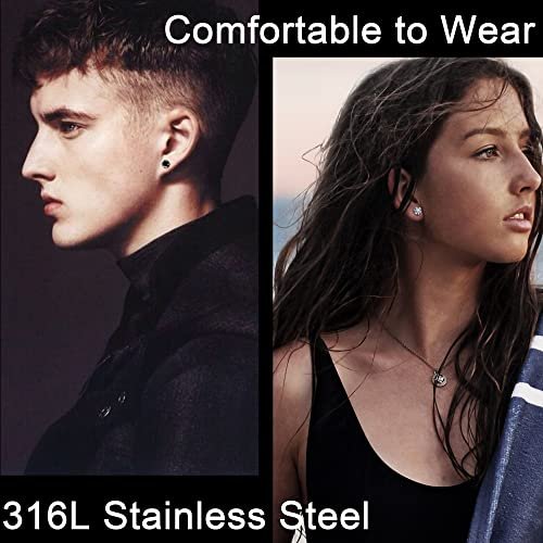 FIBO STEEL 𝟔 𝐏𝐚𝐢𝐫𝐬 𝐓𝐢𝐭𝐚𝐧𝐢𝐮𝐦 𝐒𝐜𝐫𝐞𝐰 𝐁𝐚𝐜𝐤 𝐄𝐚𝐫𝐫𝐢𝐧𝐠𝐬 for Men Women Surgical Stainless Steel Stud Earrings 𝐇𝐲𝐩𝐨𝐚𝐥𝐥𝐞𝐫𝐠𝐞𝐧𝐢𝐜 𝐌𝐮𝐥𝐭𝐢𝐜𝐨𝐥𝐨𝐫 Double Side Earrings Piercing 𝐒𝐥𝐞𝐞𝐩𝐞𝐫 Studs...