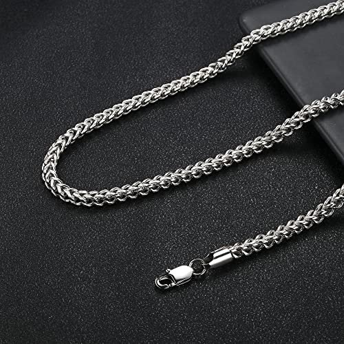 FIBO STEEL Stainless Steel Wheat Chain Necklace for Men Necklace Bracelet Jewelry Set 5mm in Width, 22" 8.5"