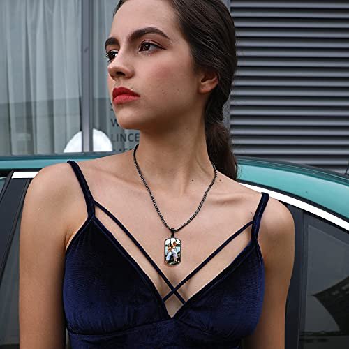 FindChic Creative Photo Necklace Personalized for Men Women Dog Tag/Square/Round/Angel Wing/Cat/Oval Shaped Stainless Steel/18K Gold Plated Picture Pendant Custom Text Memorial...