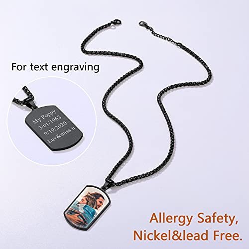 FindChic Creative Photo Necklace Personalized for Men Women Dog Tag/Square/Round/Angel Wing/Cat/Oval Shaped Stainless Steel/18K Gold Plated Picture Pendant Custom Text Memorial...