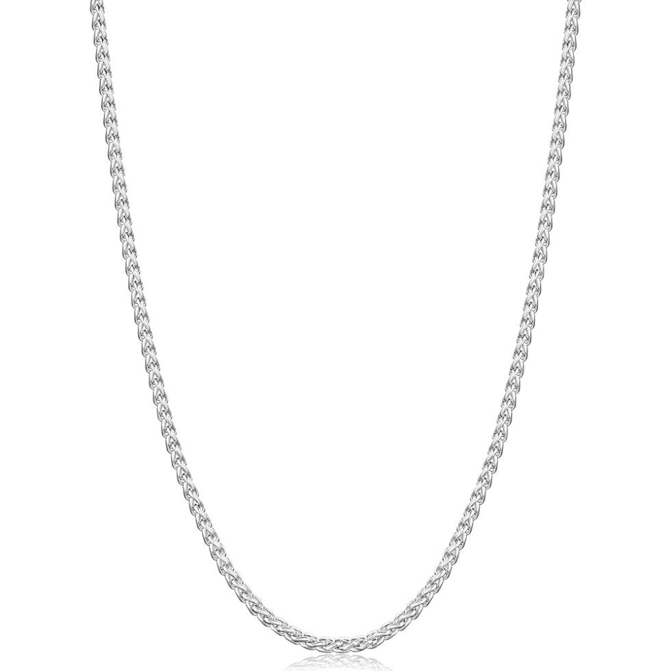 Fiusem Silver Tone Wheat Chain Necklace for Men, 2.5mm Mens Chain Necklaces, Stainless Steel Necklace Chains for Men and Women, Men Necklace 16-28 Inch