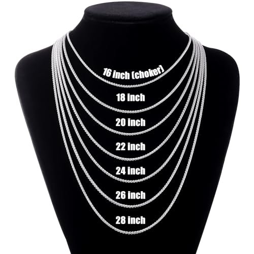 Fiusem Silver Tone Wheat Chain Necklace for Men, 2.5mm Mens Chain Necklaces, Stainless Steel Necklace Chains for Men and Women, Men Necklace 16-28 Inch