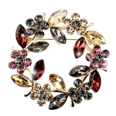 Flower Brooches for Women,Wreath Brooch Pin Rhinestone Brooch Pins Crystal Pearl Flower Brooches Pins Rose Flower Brooches Rose Floral Vintage Brooch for Women Girls...